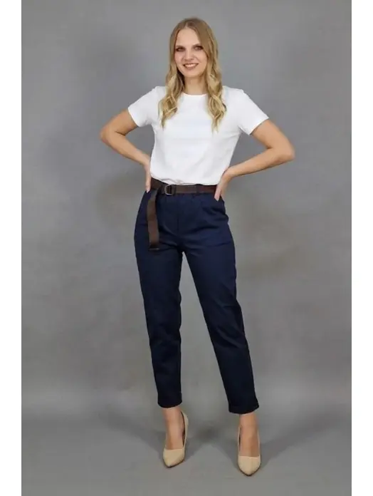 Hlače Lin tamno plave