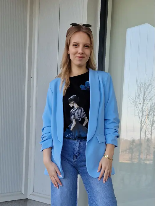 Ženski sako svijetlo plavi Classic